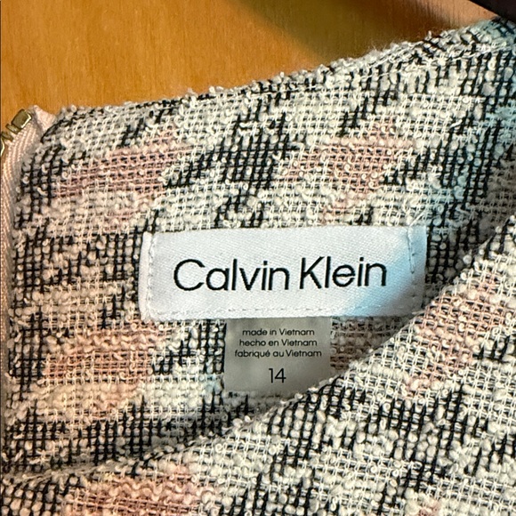 Calvin Klein Black and White Houndstooth Midi Dress - Picture 2 of 6